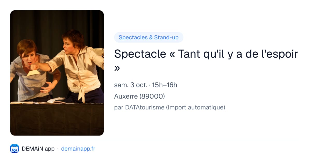 Spectacle « Tant qu'il y a de l'espoir » — Auxerre