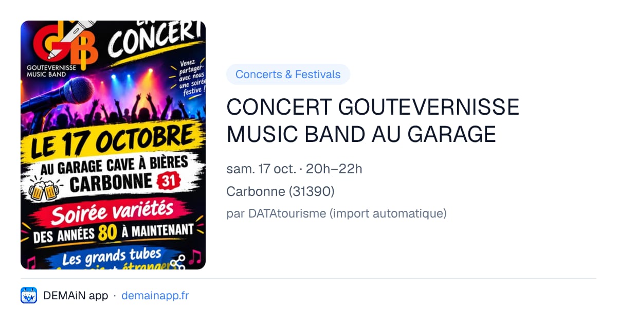 CONCERT GOUTEVERNISSE MUSIC BAND AU GARAGE — Carbonne