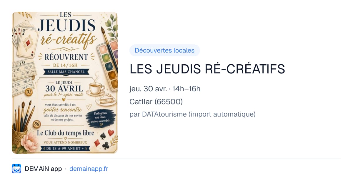 LES JEUDIS RÉ-CRÉATIFS — Catllar
