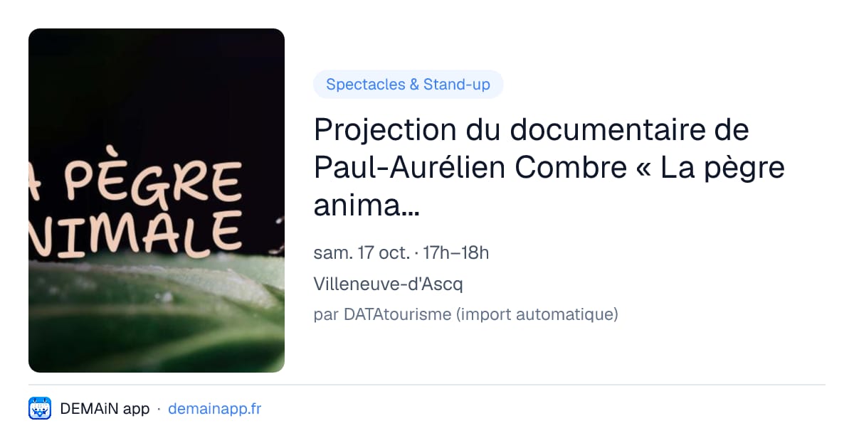 Projection du documentaire de Paul-Aurélien Combre « La pègre animale, la vie secrète des parasites » - — Villeneuve-d'Ascq