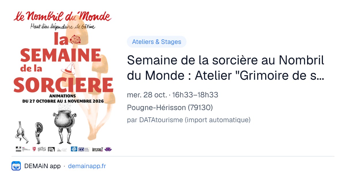 Semaine de la sorcière au Nombril du Monde : Atelier "Grimoire de sorcière" — Pougne-Hérisson