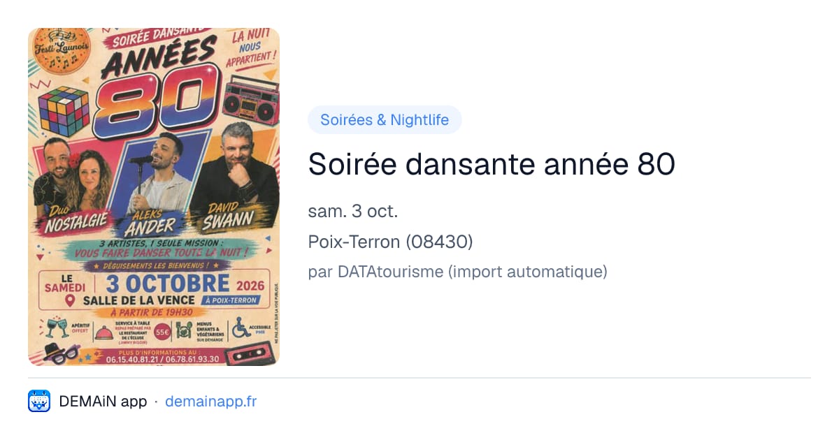 Soirée dansante année 80 — Poix-Terron