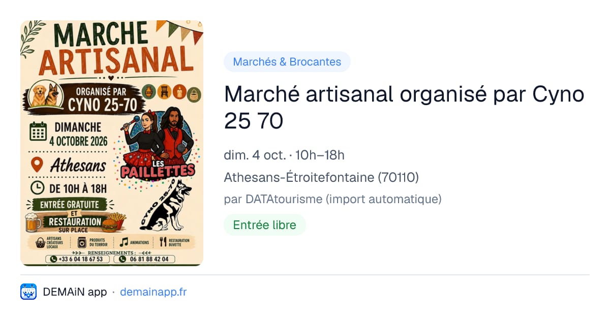 Marché artisanal organisé par Cyno 25 70 — Athesans-Étroitefontaine