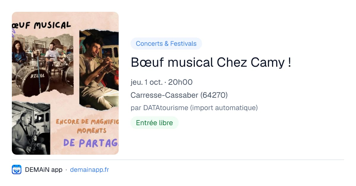 Bœuf musical Chez Camy ! — Carresse-Cassaber