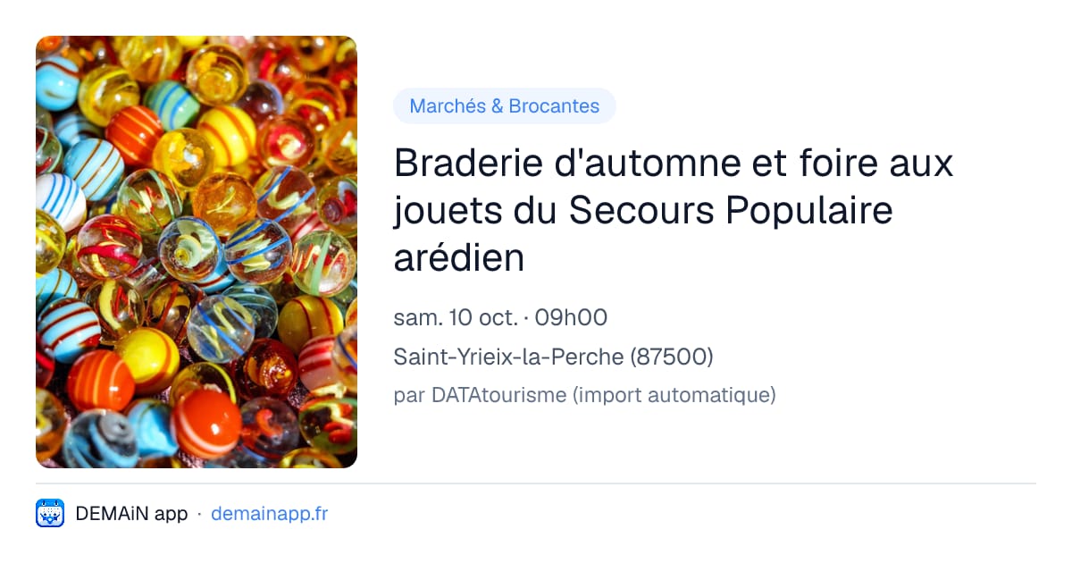 Braderie d'automne et foire aux jouets du Secours Populaire arédien — Saint-Yrieix-la-Perche