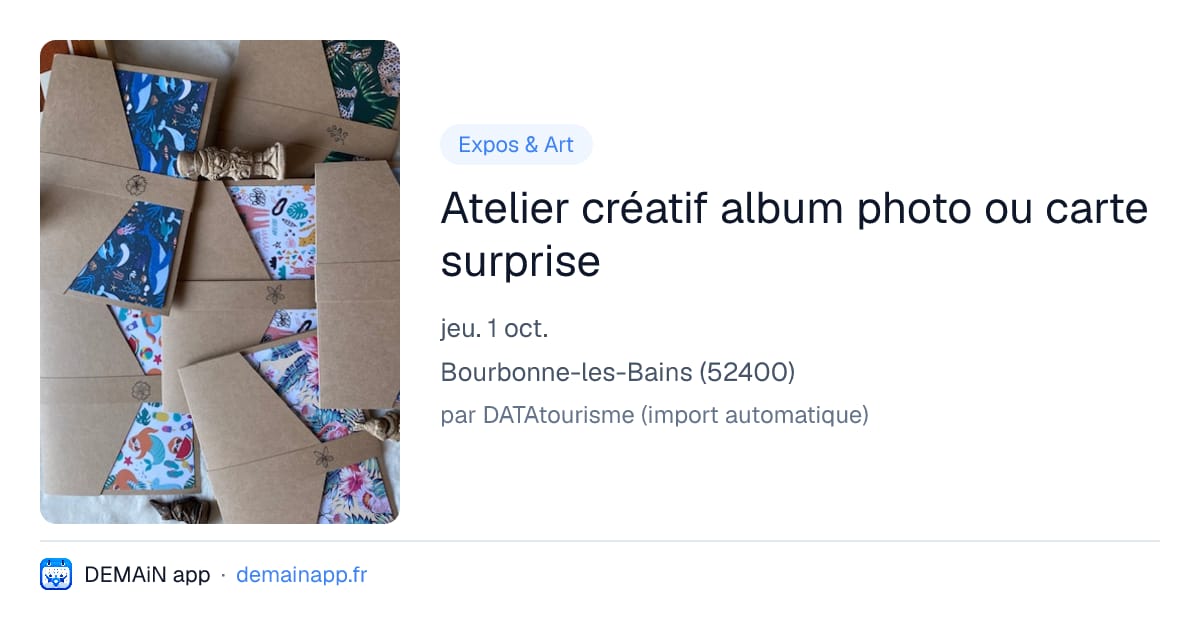 Atelier créatif album photo ou carte surprise — Bourbonne-les-Bains