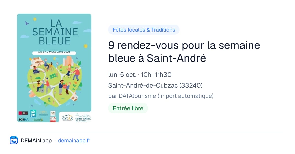 9 rendez-vous pour la semaine bleue à Saint-André — Saint-André-de-Cubzac