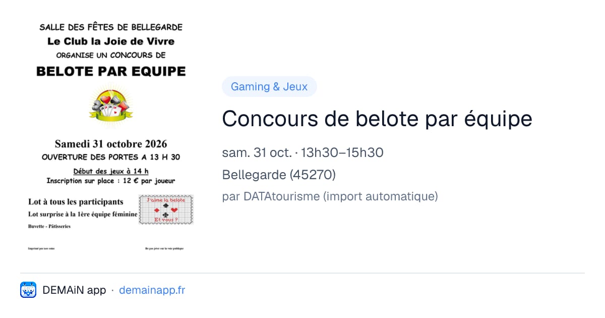 Concours de belote par équipe — Bellegarde
