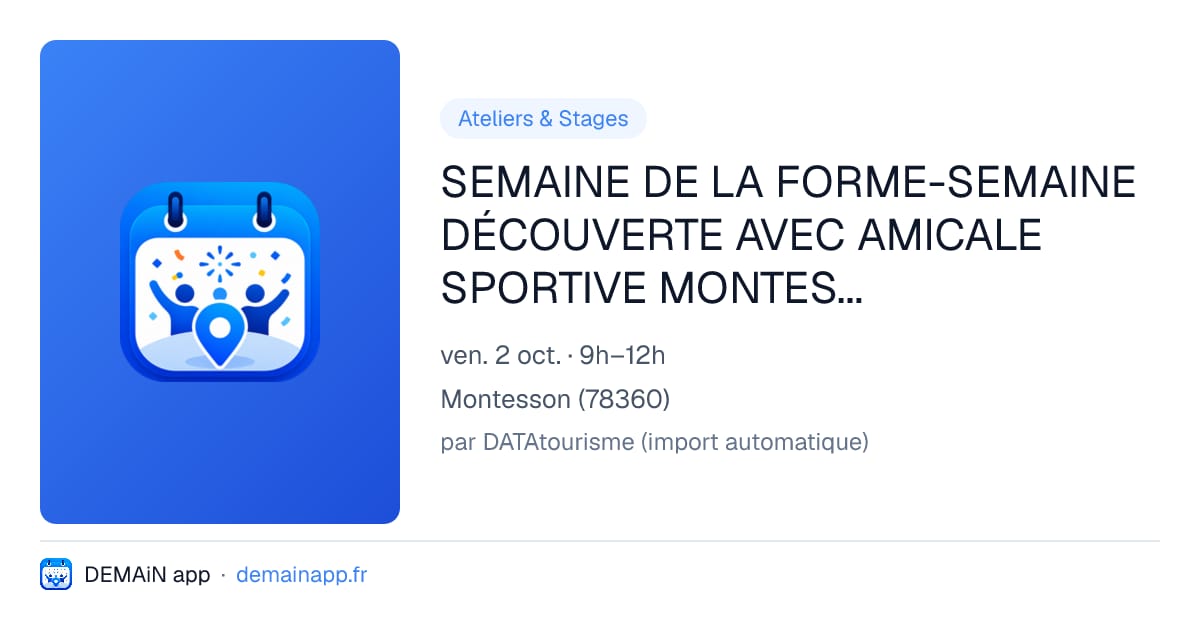 SEMAINE DE LA FORME-SEMAINE DÉCOUVERTE AVEC AMICALE SPORTIVE MONTESSON LA BORDE /ASML — Montesson