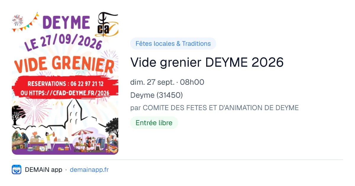 Vide grenier DEYME 2026 — Deyme