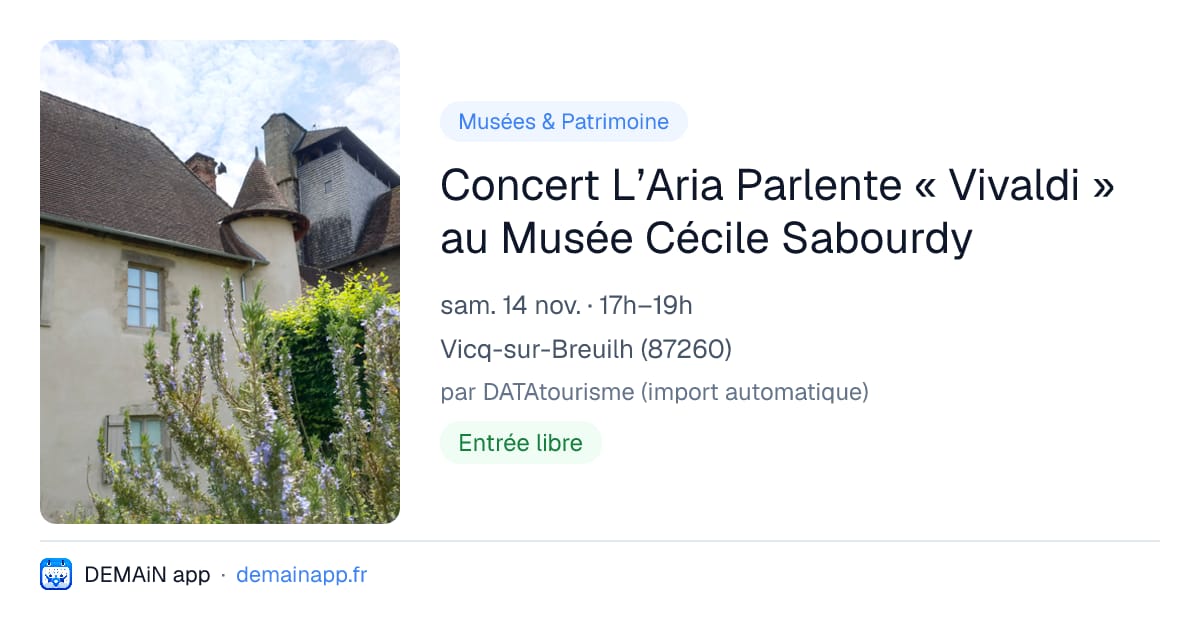Concert L’Aria Parlente « Vivaldi » au Musée Cécile Sabourdy — Vicq-sur-Breuilh