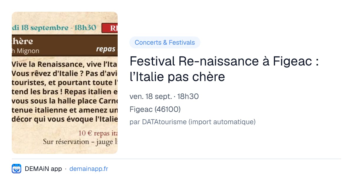 Festival Re-naissance à Figeac : l’Italie pas chère — Figeac