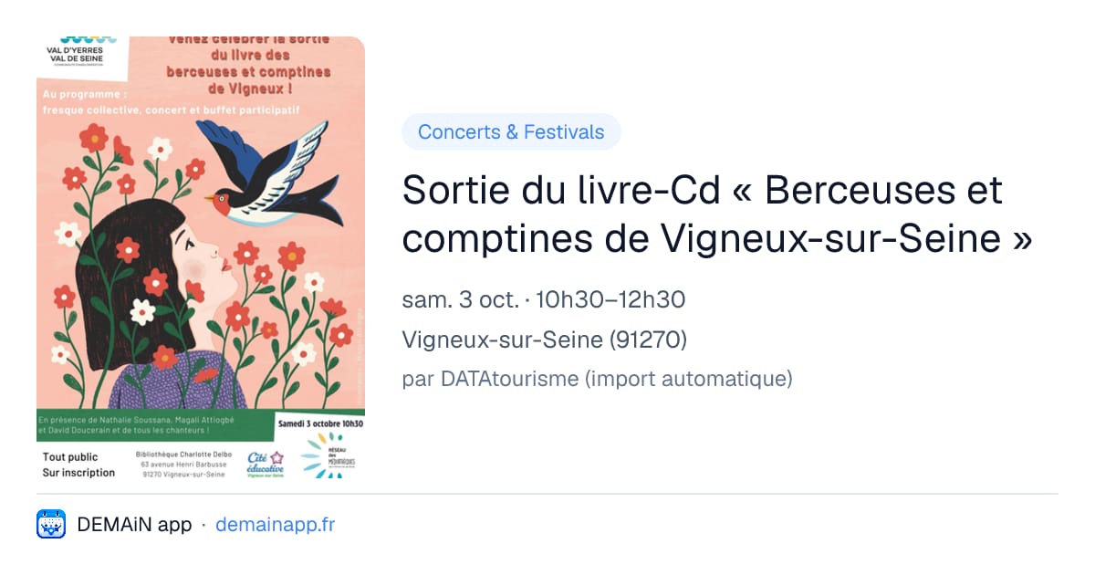 Sortie du livre-Cd « Berceuses et comptines de Vigneux-sur-Seine » — Vigneux-sur-Seine
