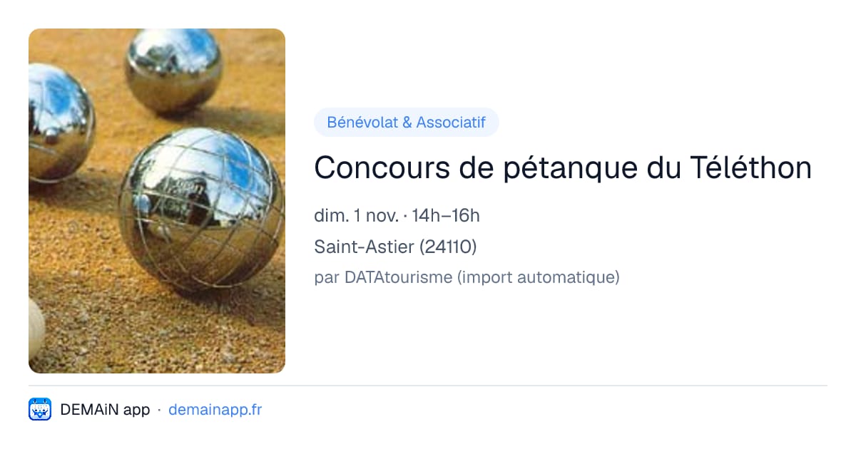 Concours de pétanque du Téléthon — Saint-Astier