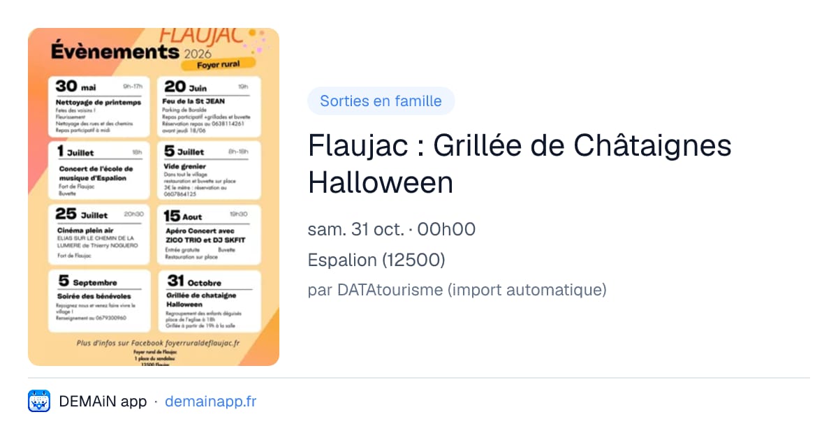 Flaujac : Grillée de Châtaignes Halloween — Espalion