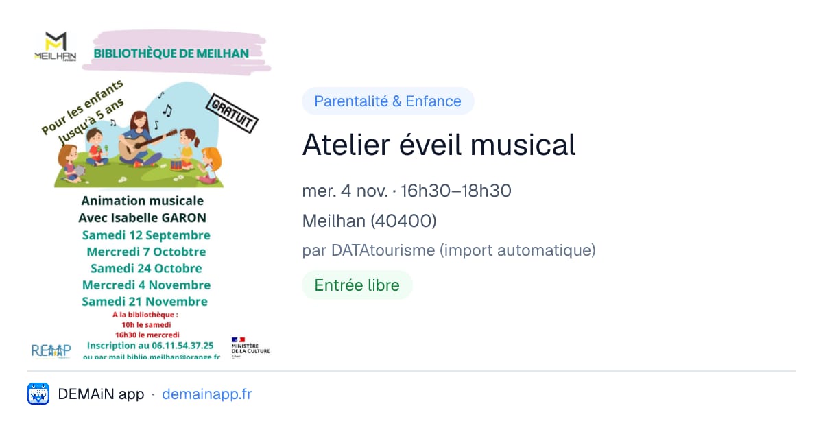 Atelier éveil musical — Meilhan