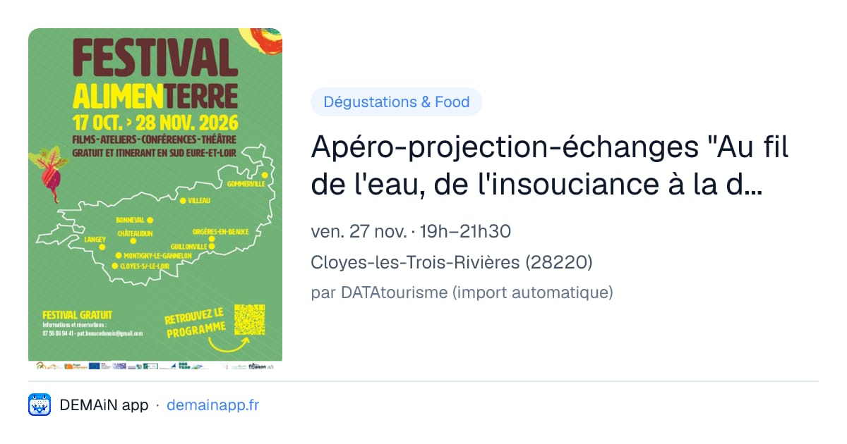 Apéro-projection-échanges "Au fil de l'eau, de l'insouciance à la désobéissance" — Cloyes-les-Trois-Rivières