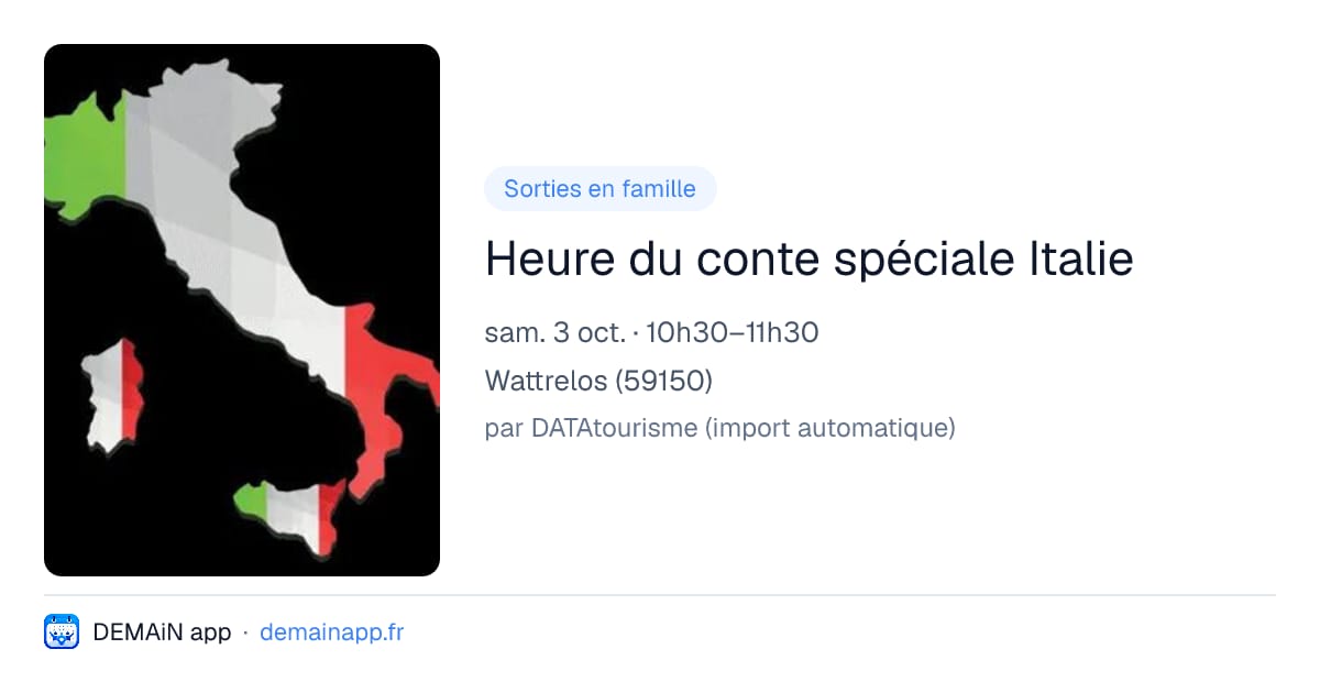 Heure du conte spéciale Italie — Wattrelos