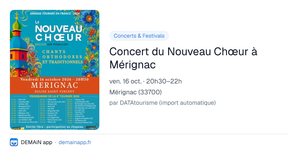 Concert du Nouveau Chœur à Mérignac — Mérignac