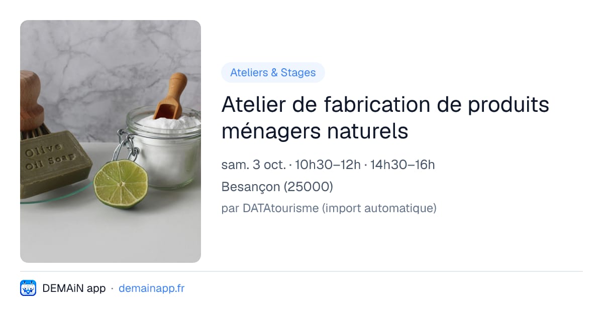 Atelier de fabrication de produits ménagers naturels — Besançon