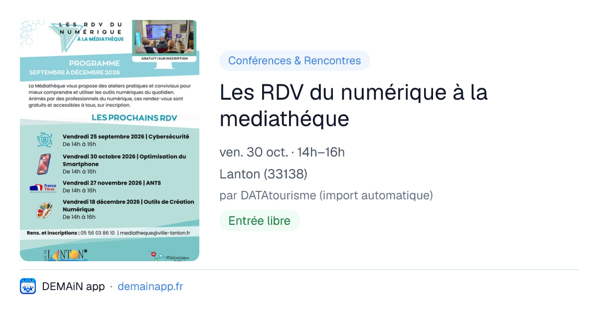 Les RDV du numérique à la mediathéque — Lanton