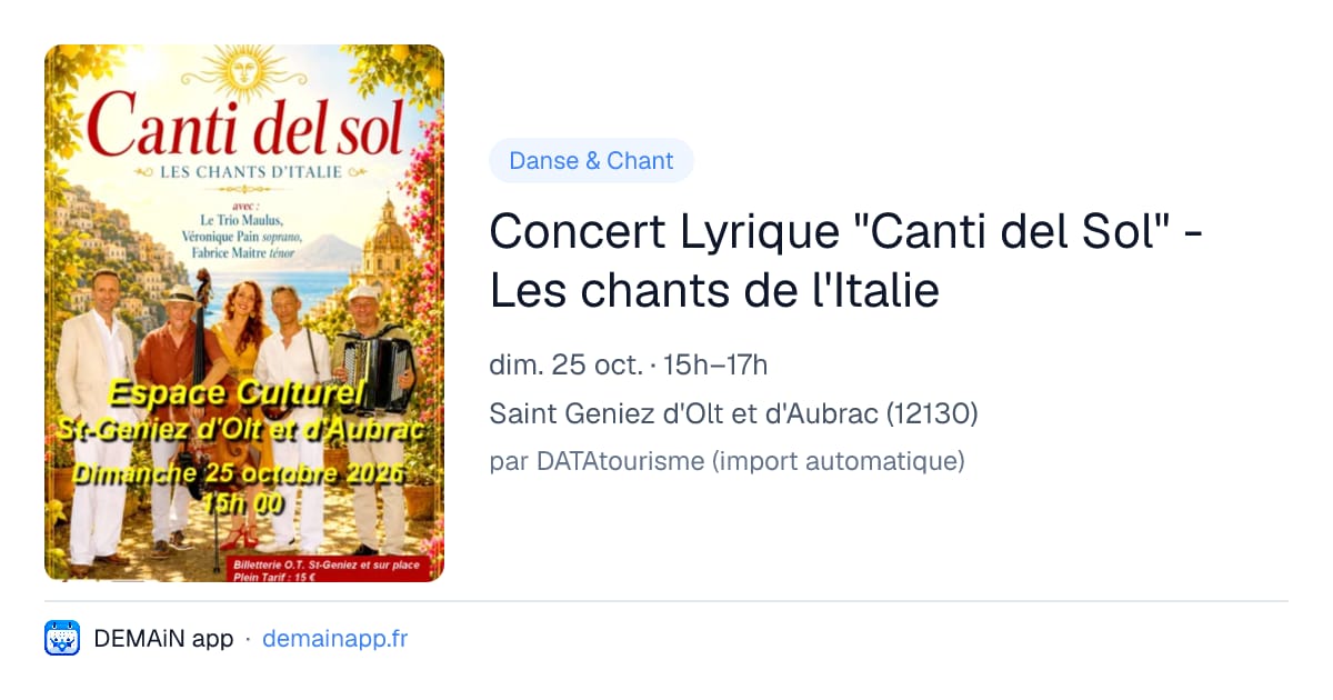 Concert Lyrique "Canti del Sol" - Les chants de l'Italie — Saint Geniez d'Olt et d'Aubrac