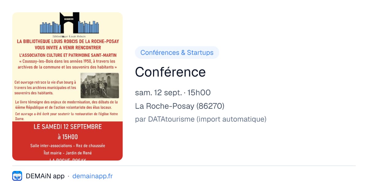 Conférence — La Roche-Posay