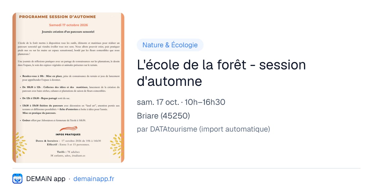 L'école de la forêt - session d'automne — Briare