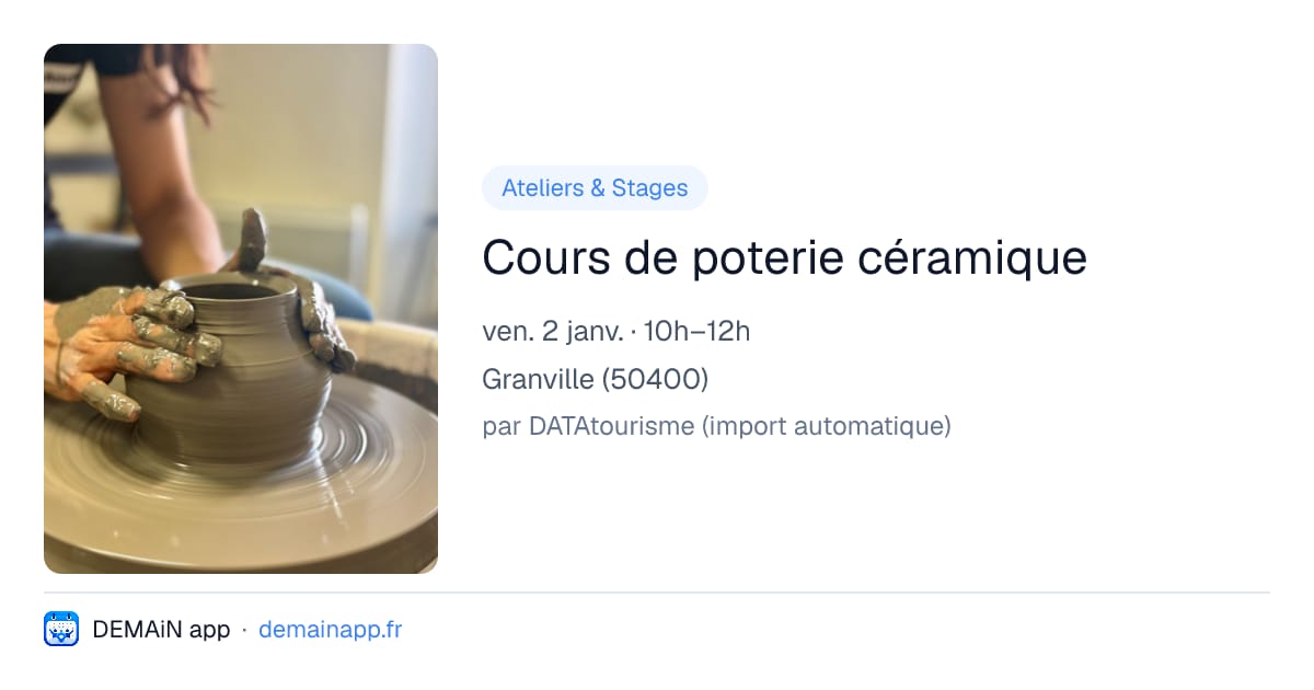 Cours de poterie céramique — Granville