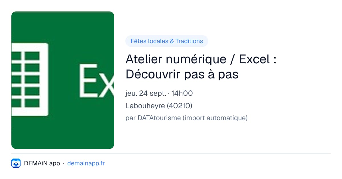 Atelier numérique / Excel : Découvrir pas à pas — Labouheyre