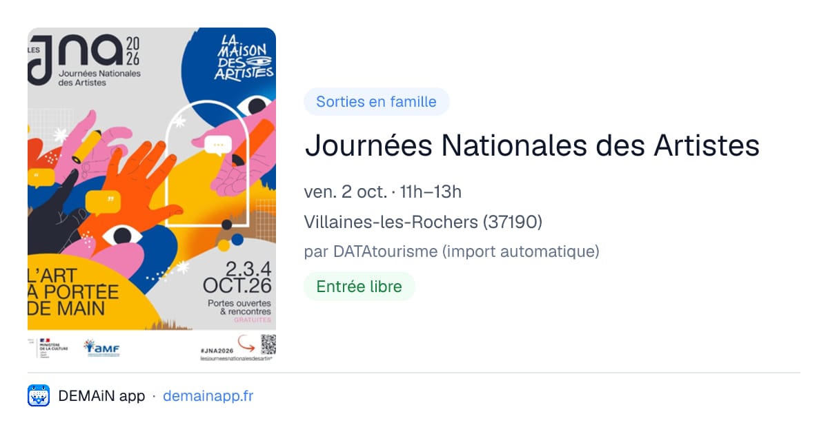 Journées Nationales des Artistes — Villaines-les-Rochers
