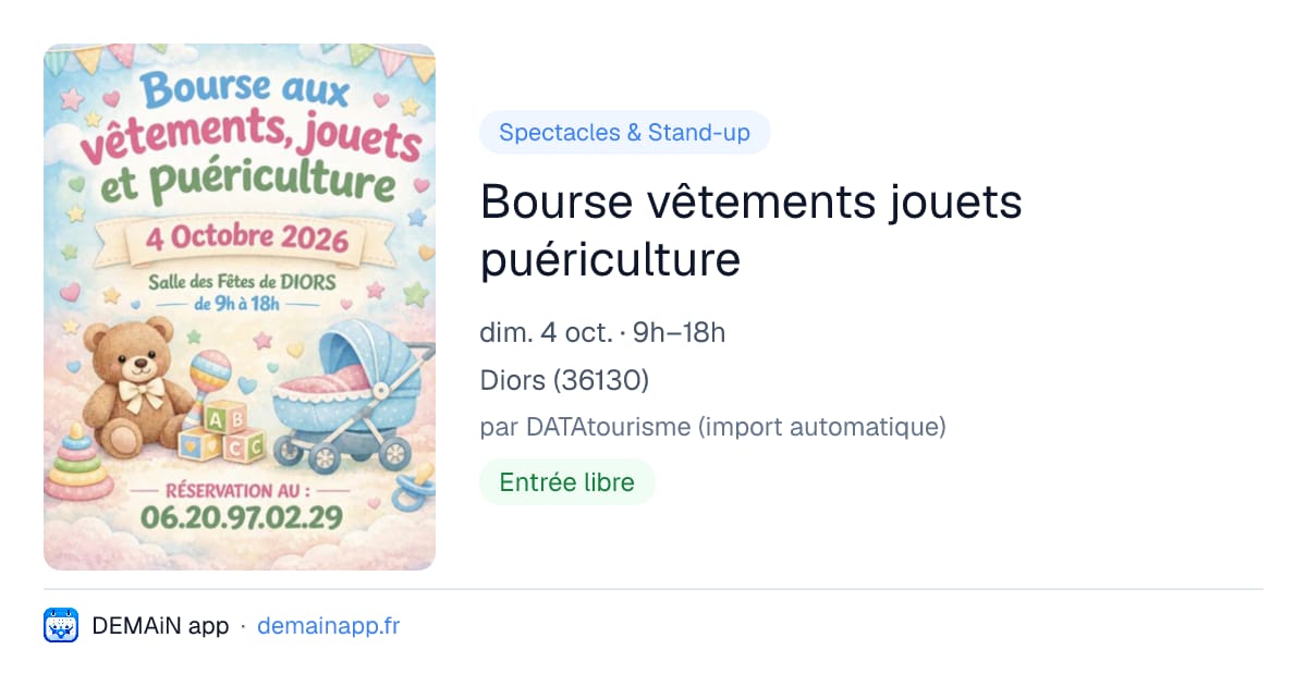 Bourse vêtements jouets puériculture — Diors