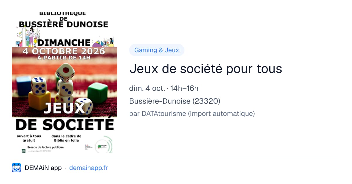 Jeux de société pour tous — Bussière-Dunoise