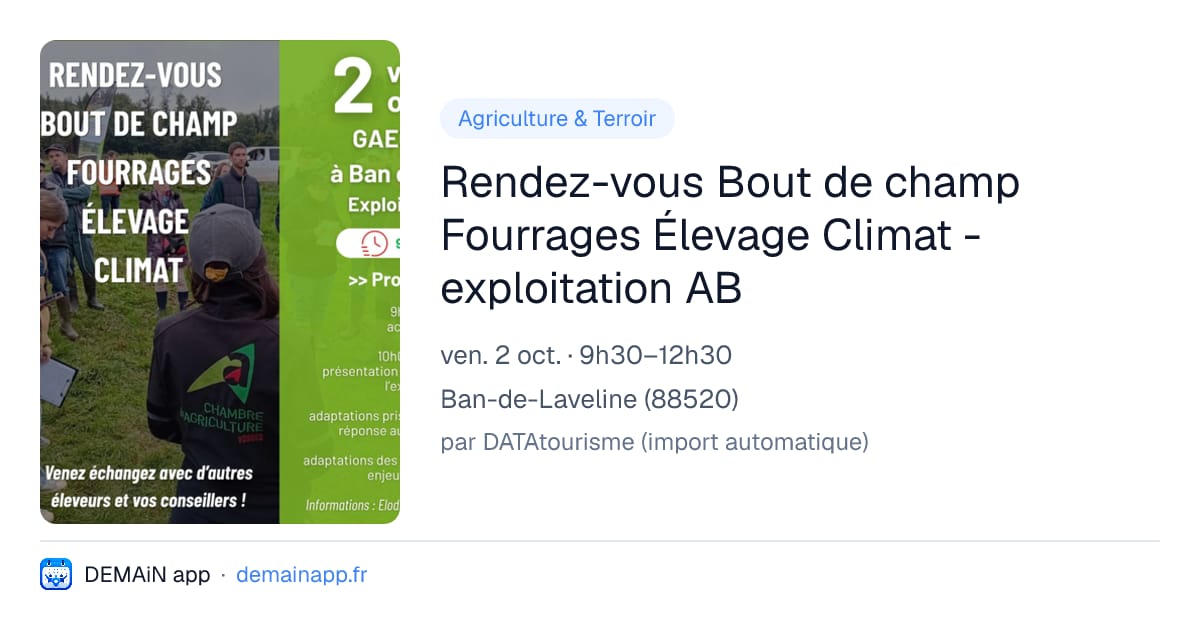 Rendez-vous Bout de champ Fourrages Élevage Climat - exploitation AB — Ban-de-Laveline