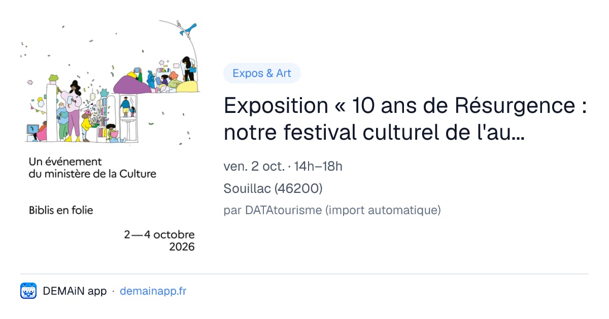 Exposition « 10 ans de Résurgence : notre festival culturel de l'automne » — Souillac