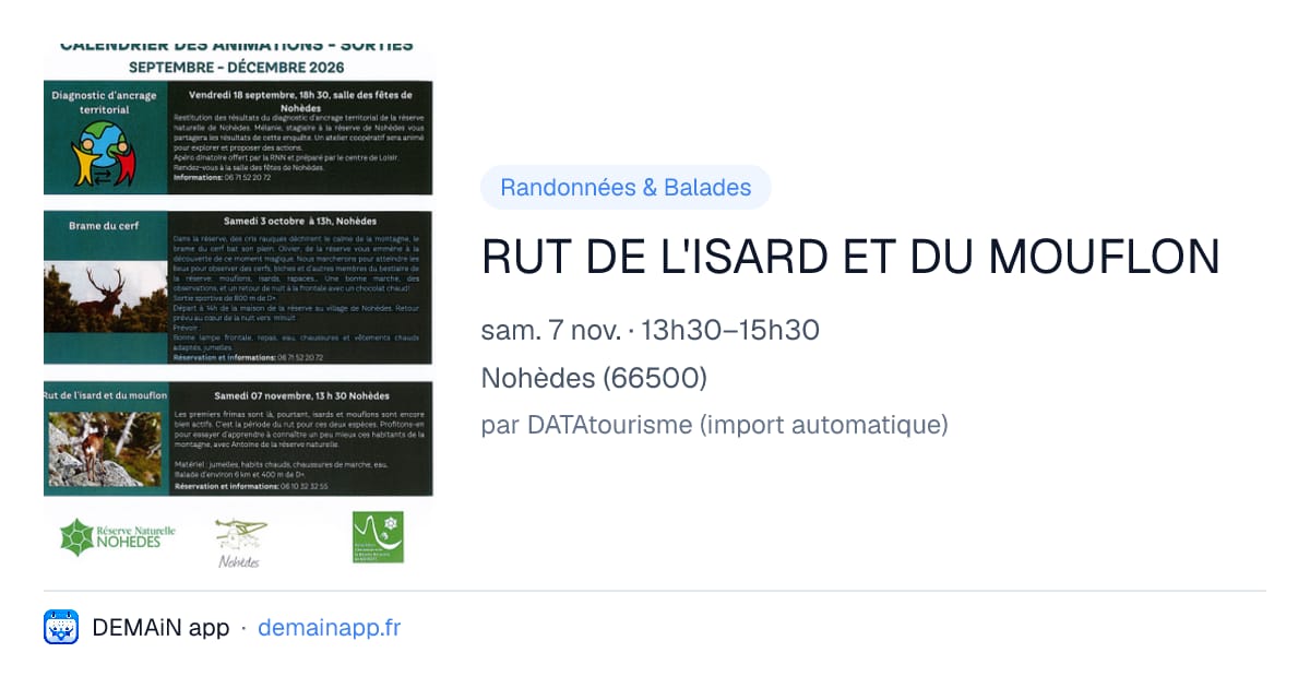RUT DE L'ISARD ET DU MOUFLON — Nohèdes