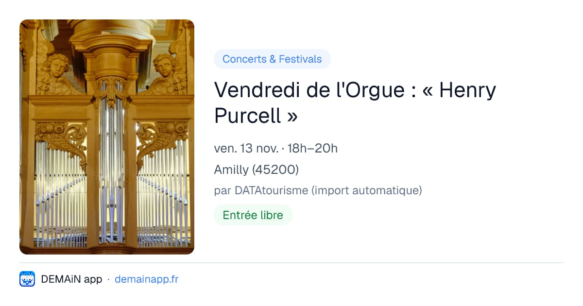 Vendredi de l'Orgue : « Henry Purcell » — Amilly