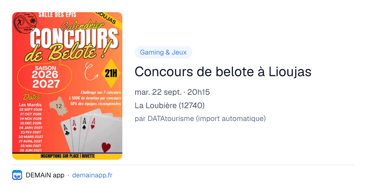 Concours de belote à Lioujas — La Loubière