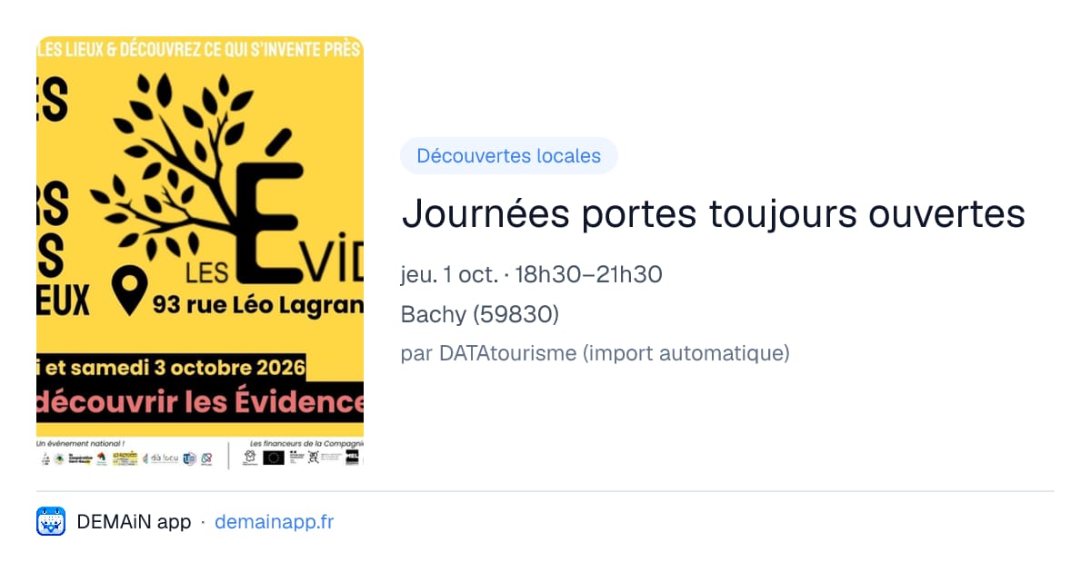 Journées portes toujours ouvertes — Bachy