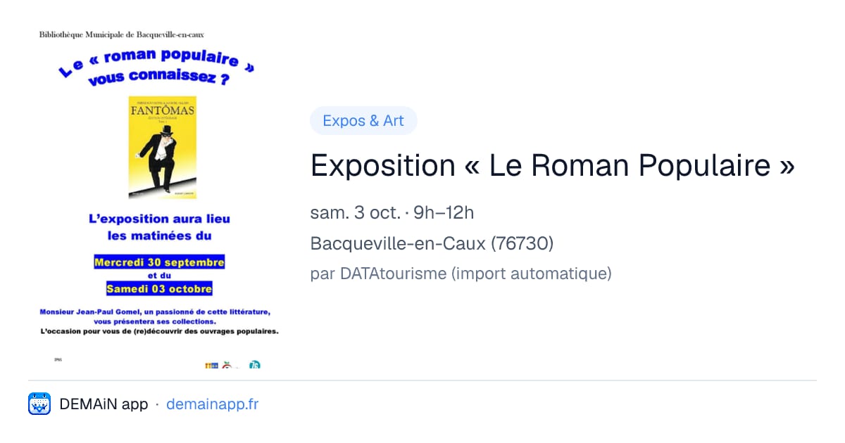 Exposition « Le Roman Populaire » — Bacqueville-en-Caux