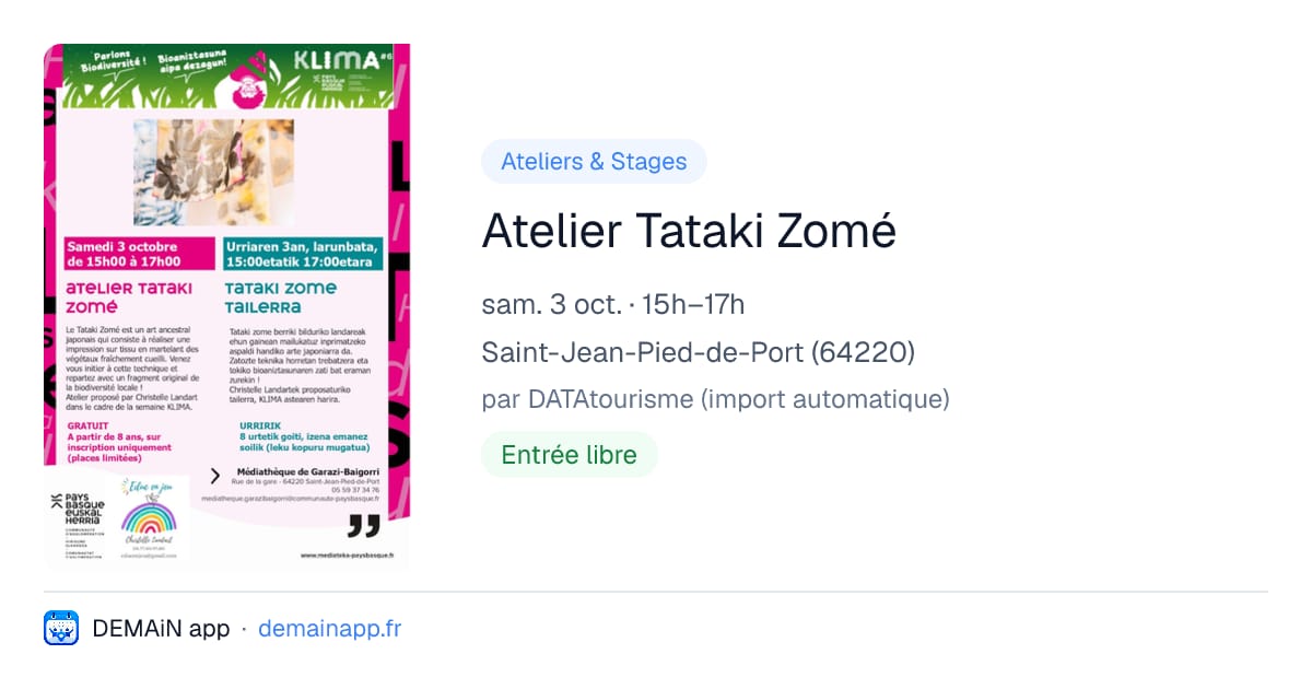 Atelier Tataki Zomé — Saint-Jean-Pied-de-Port
