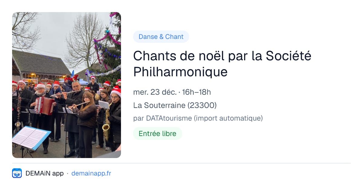 Chants de noël par la Société Philharmonique — La Souterraine