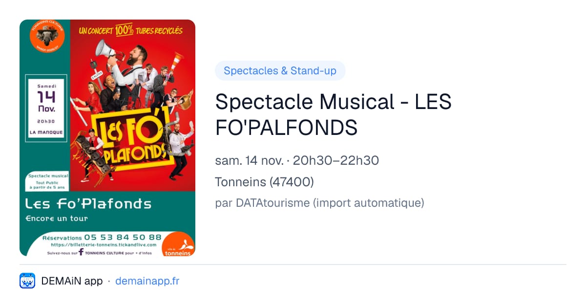 Spectacle Musical - LES FO'PALFONDS — Tonneins
