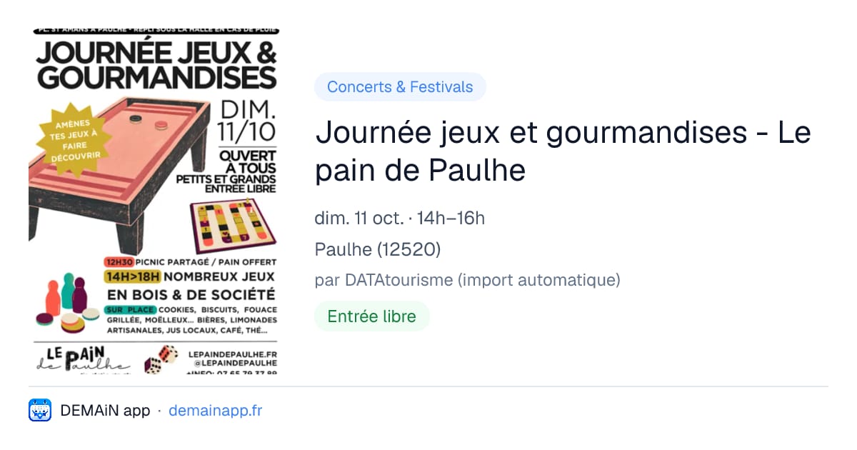 Journée jeux et gourmandises - Le pain de Paulhe — Paulhe