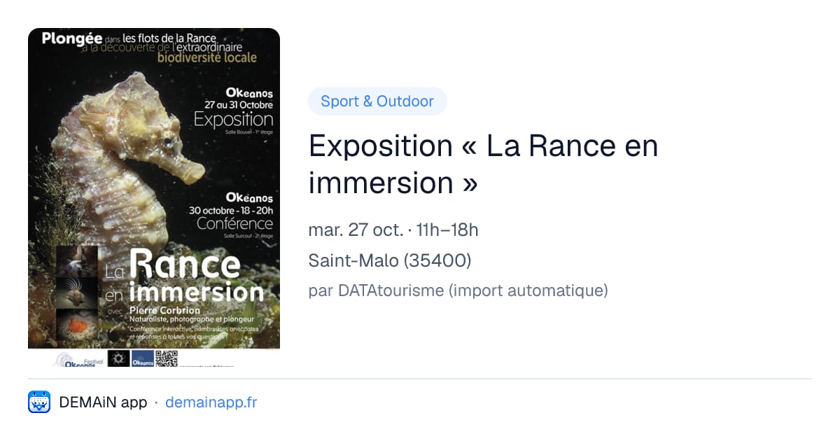 Exposition « La Rance en immersion » — Saint-Malo