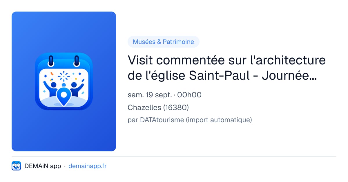 Visit commentée sur l'architecture de l'église Saint-Paul - Journées Européennes du Patrimoine — Chazelles