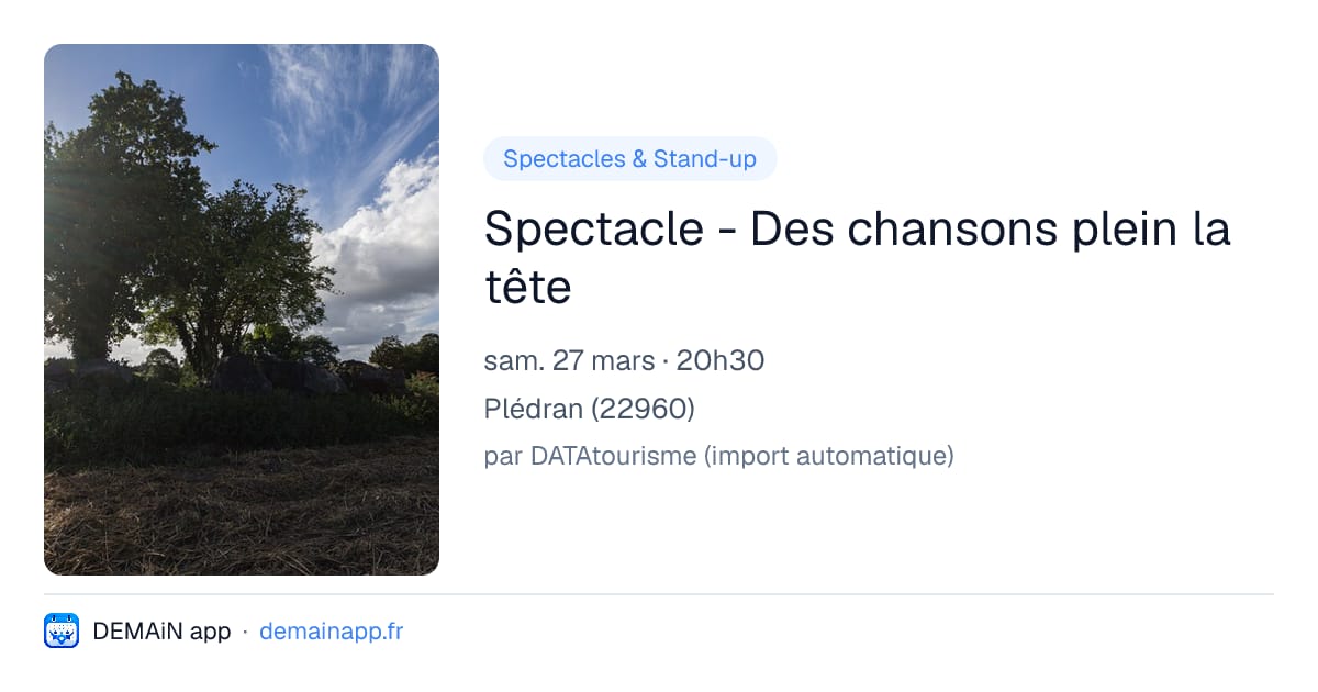 Spectacle - Des chansons plein la tête — Plédran