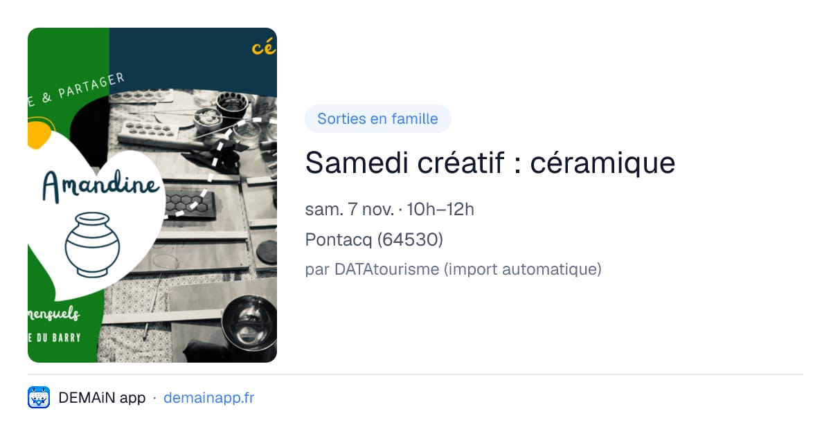 Samedi créatif : céramique — Pontacq