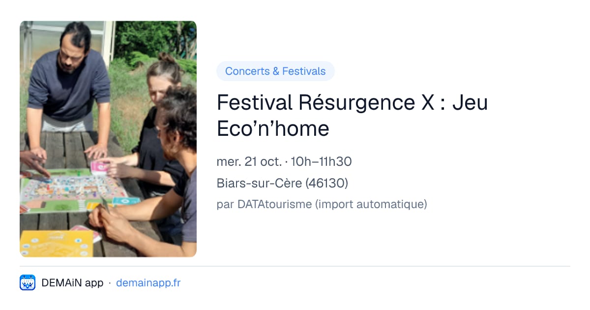 Festival Résurgence X : Jeu Eco’n’home — Biars-sur-Cère