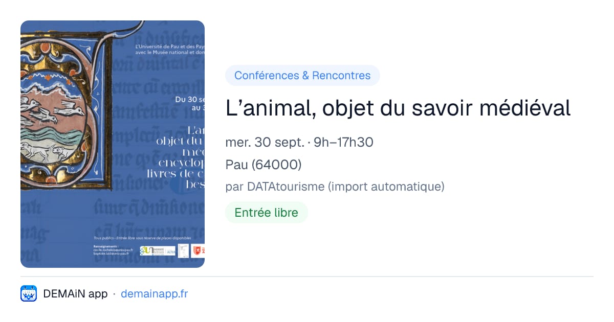 L’animal, objet du savoir médiéval — Pau